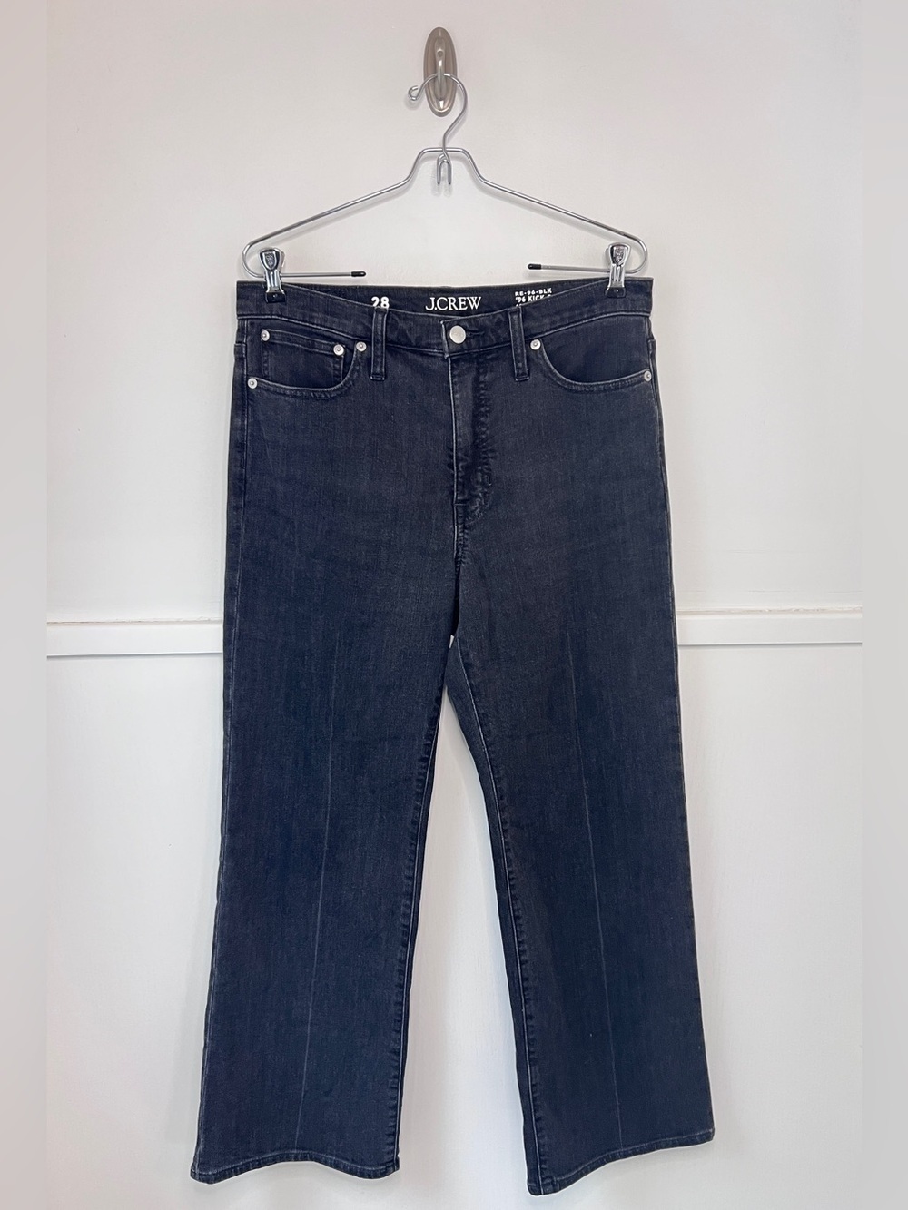 J. Crew High-Rise Cropped Kickout Jean in 1996 Semi-Stretch in Black